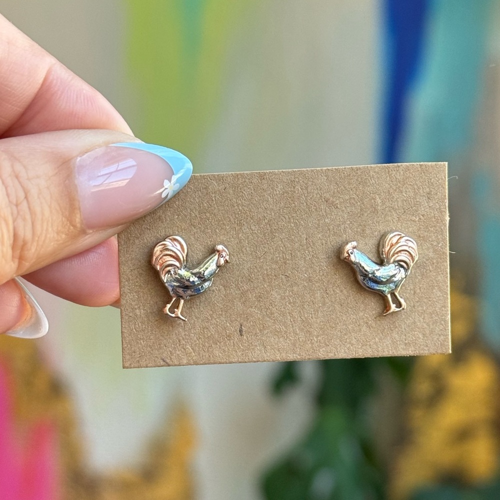 Gold Rooster Stud Earrings - Women Jewelry Earrings